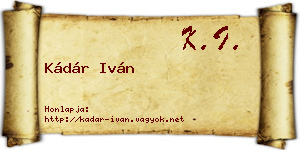 Kádár Iván névjegykártya